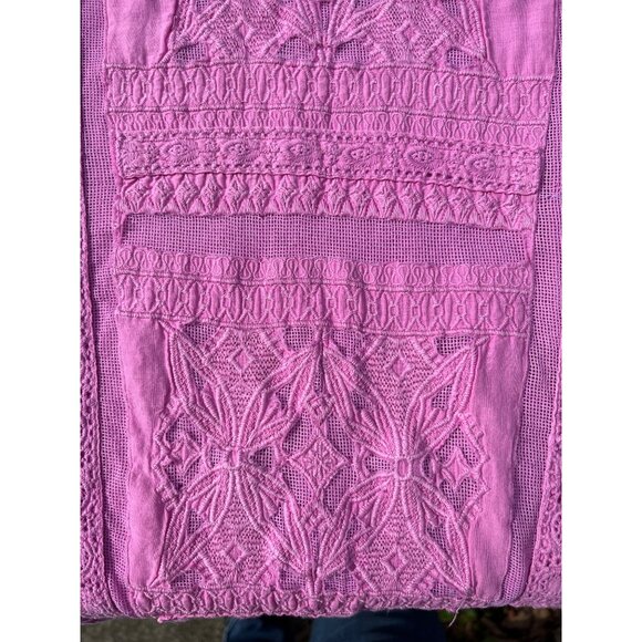 Soft Surroundings Pink Lace Panel Inset Cuffs Long Sleeve Tee Top Size XL - Picture 8 of 9